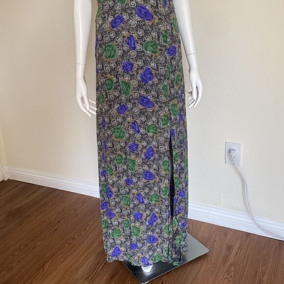 Revolve Line And Dot Blue & Green Floral Sleeveless Maxi Dress Size Medium - Picture 4 of 11